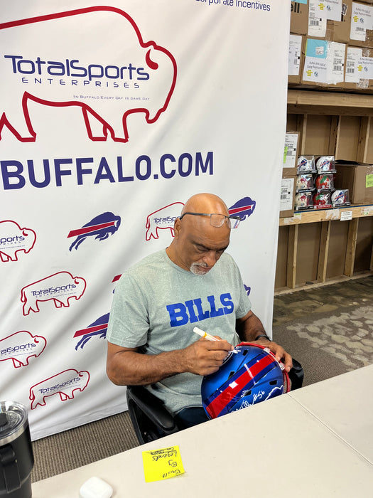 Darryl Talley Signed TSE Exclusive Riddell Inaugural Buffalo Bills Full Size Blue Speed Replica Helmet with "Built By Legends"
