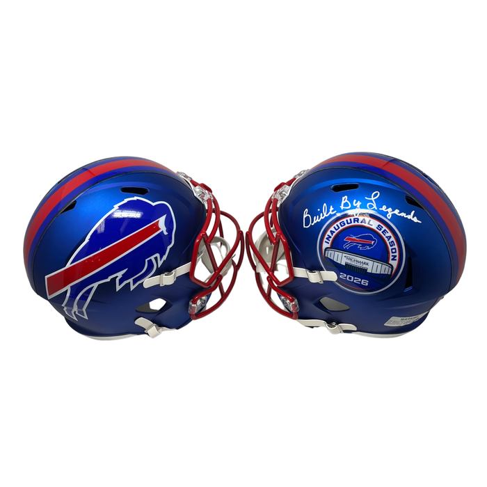 Darryl Talley Signed TSE Exclusive Riddell Inaugural Buffalo Bills Full Size Blue Speed Replica Helmet with "Built By Legends"