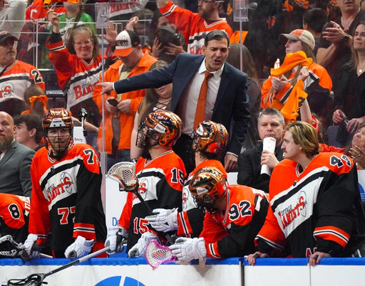 John Tavares Unsigned Coaching From Bandits Bench Signed Lacrosse Photo TSE Buffalo 