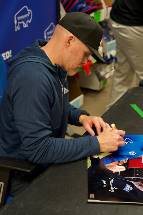 Sean McDermott and Marv Levy Dual Signed Shaking Hands Close-up Photo