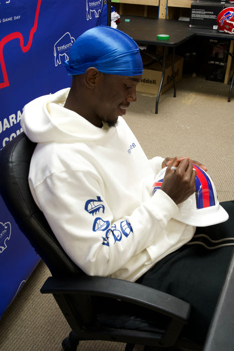 Tyrell Shavers Signed Buffalo Bills Hard Hat with "Lets Go Buffalo"