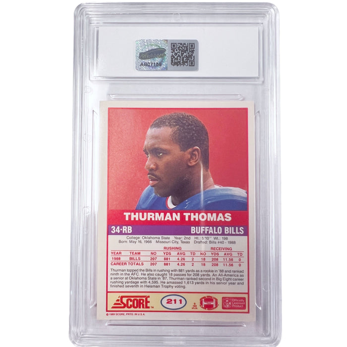 TSE Slabbed: Thurman Thomas Signed 1989 Score Player Card Signed Cards TSE Buffalo 