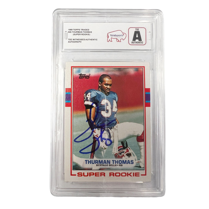 TSE Slabbed: Thurman Thomas Signed 1989 Topps Super Rookie Player Card Signed Cards TSE Buffalo 