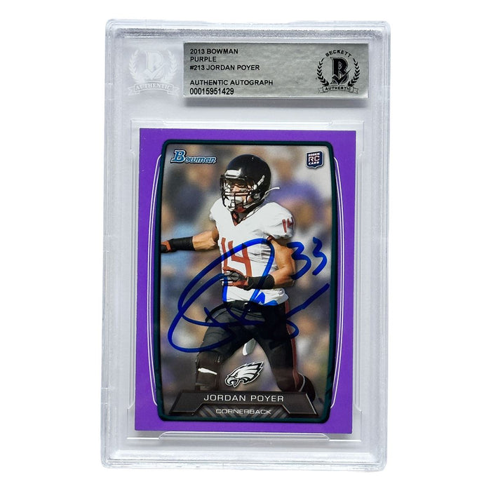 Jordan Poyer Signed 2013 Bowman Purple Slabbed Rookie Card Signed Cards TSE Buffalo 