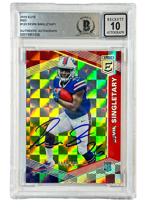 Devin Singletary Signed 2019 Elite Red Slabbed Rookie Card - 10 Mint Signed Cards TSE Buffalo 