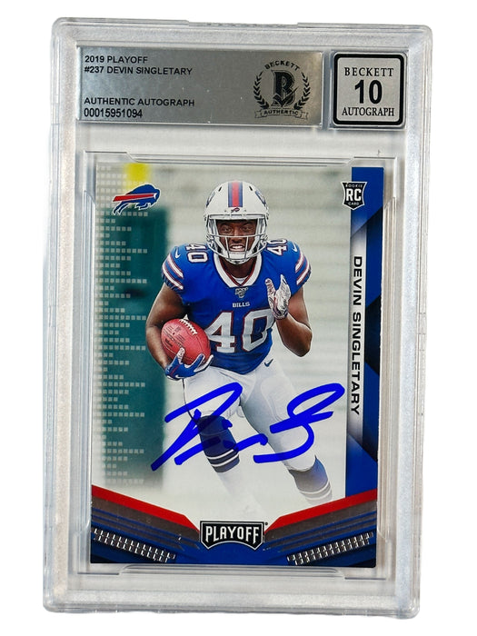 Devin Singletary Signed 2019 Playoff Slabbed Rookie Card - 10 Mint Signed Cards TSE Buffalo 