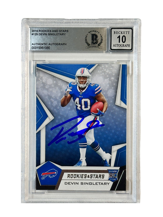 Devin Singletary Buffalo Bills Signed 2019 Rookies and Stars Slabbed Rookie Card - 10 Mint Signed Cards TSE Buffalo 