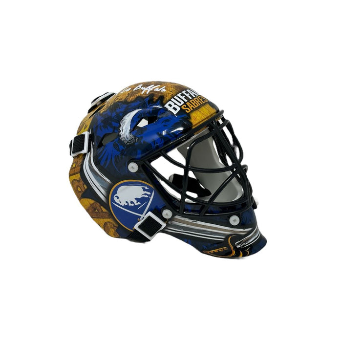 Martin Biron Signed Buffalo Sabres Mini Goalie Mask with "Lets Go Buffalo" Signed Hockey Mini Helmet TSE Buffalo 