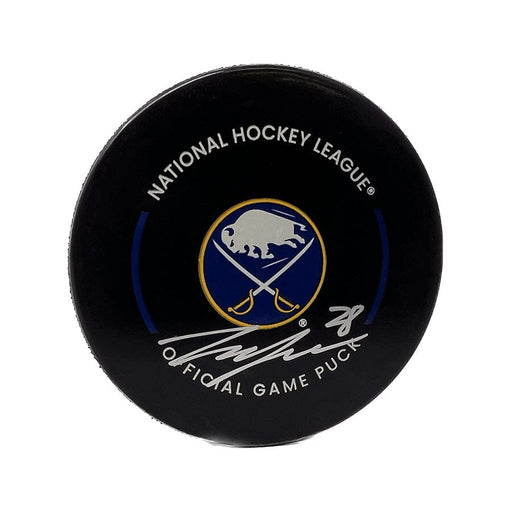 Zemgus Girgensons Signed Buffalo Sabres Logo Game Model Puck Signed Hockey Puck TSE Buffalo 