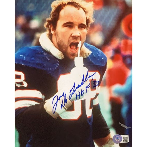 Joe DeLamielleure Signed in Blue Water Bottle 8x10 Photo with HOF 03 Signed Photos TSE Buffalo 