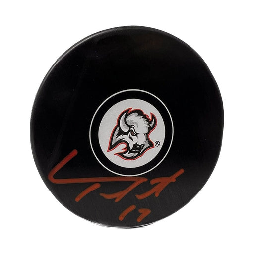 Tyson Jost Signed Buffalo Sabres Goathead Logo Puck Signed Hockey Puck TSE Buffalo 