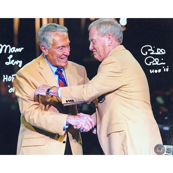 Marv Levy and Bill Polian Shaking Hands Dual Signed Photo 11x14 Signed Photos TSE Buffalo 