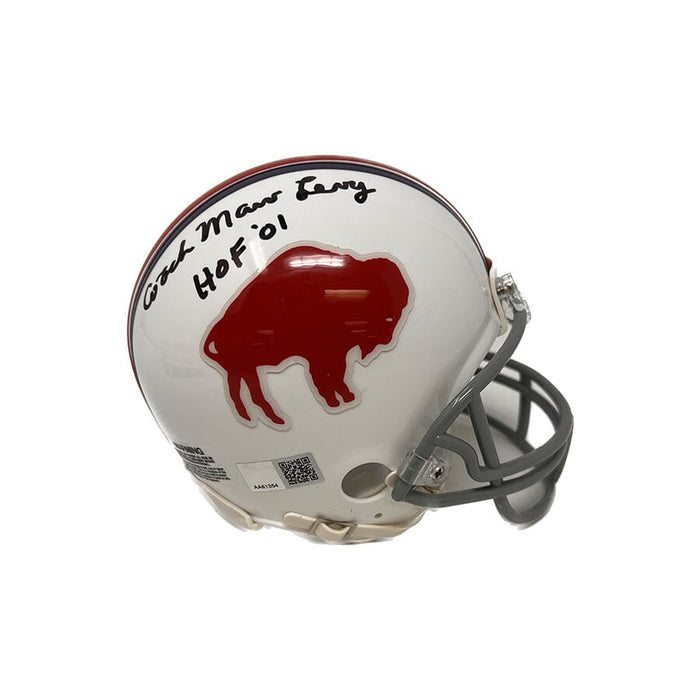 Marv Levy Signed Bills Standing Buffalo Mini VSR4 Helmet with "Coach" and "HOF 01" Signed Mini Helmets TSE Buffalo 