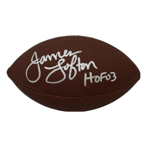 James Lofton Signed Wilson Replica Football with HOF '03 Signed Mini Helmets TSE Buffalo 