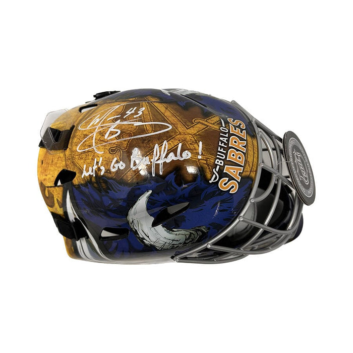 Martin Biron Signed Buffalo Sabres Full Size Goalie Mask with "Lets Go Buffalo" Signed Goalie Mask TSE Buffalo 