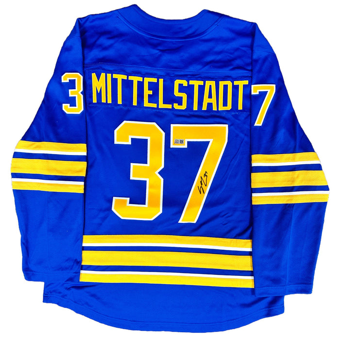 Casey Mittelstadt Signed Sabres Authentic Fanatics Blue Jersey TSE Buffalo 