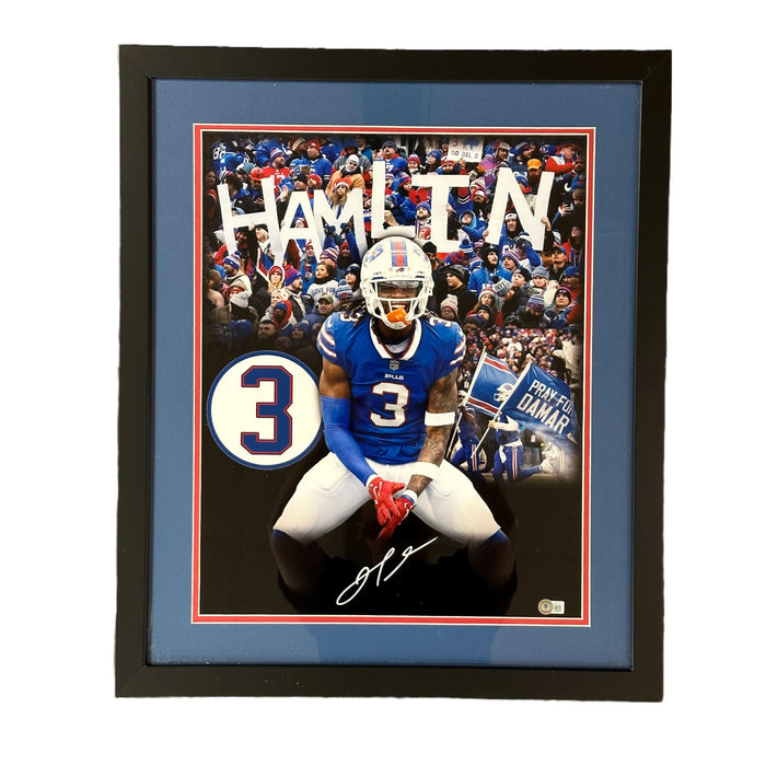 Damar Hamlin Signed Collage 16x20 Photo - Professionally Framed Signed Photos TSE Framed 