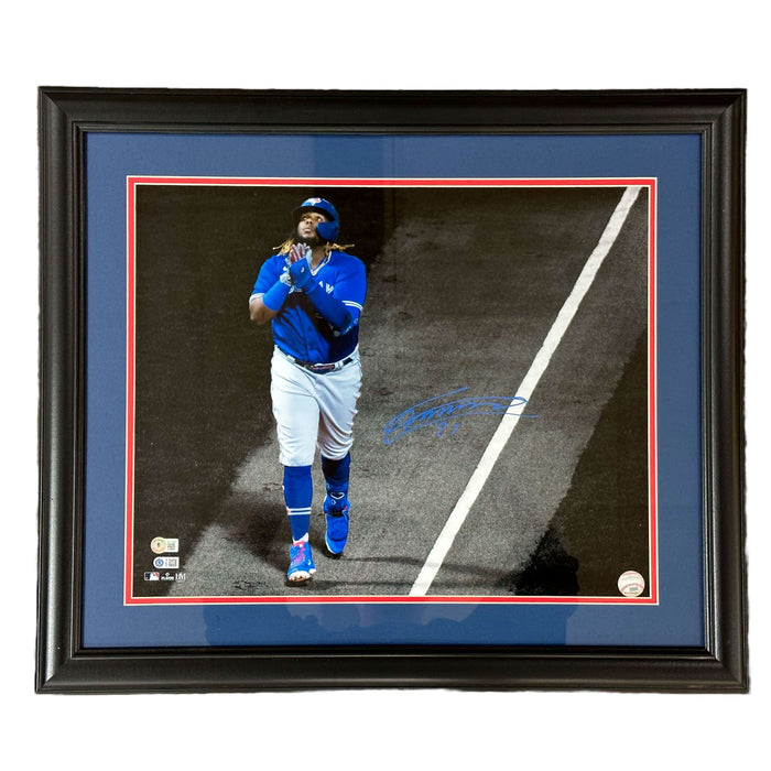 Vladimir Guerrero Jr. Signed Hands Together Spotlight 16x20 Photo - Professionally Framed Signed Photos TSE Framed 