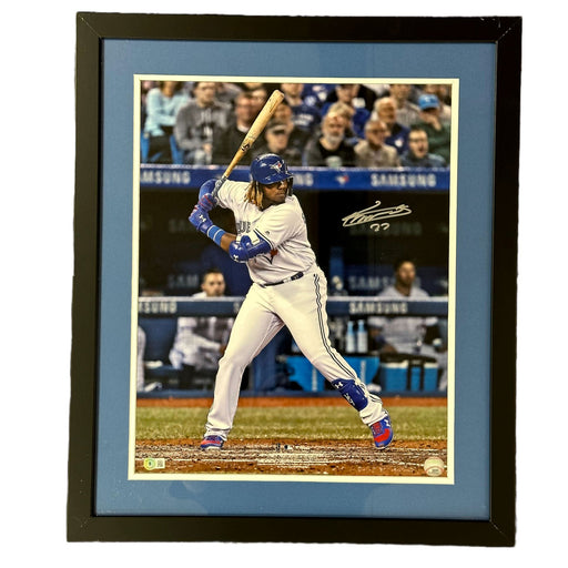 Vladimir Guerrero Jr. Signed at Bat in Grey 16x20 Photo - Professionally Framed Signed Photos TSE Framed 