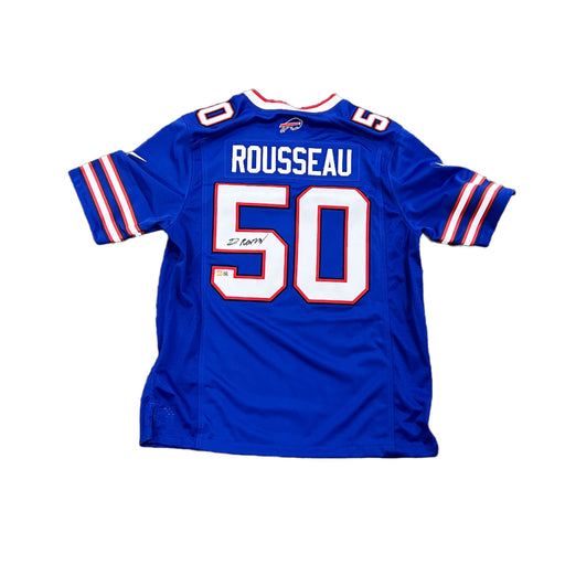 Greg Rousseau Signed Buffalo Bills Nike Blue Authentic Stitched Jersey Signed Jerseys TSE Buffalo 