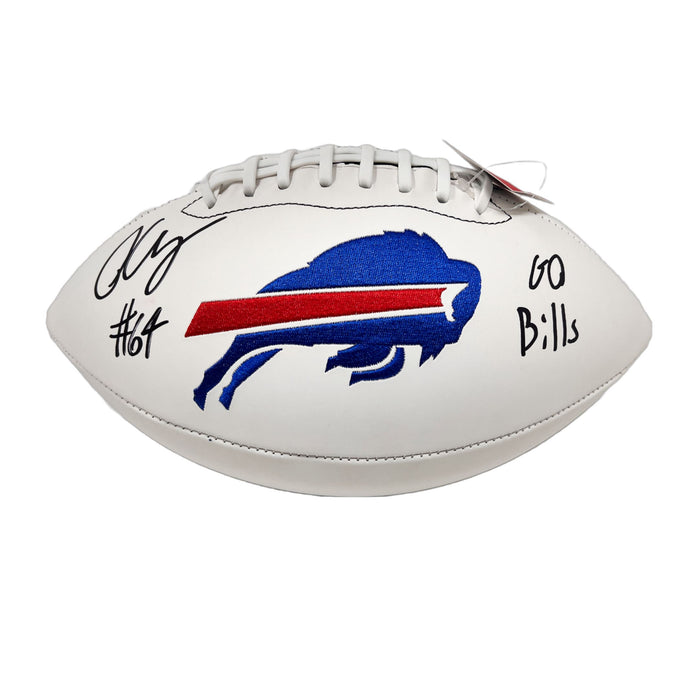 O'Cyrus Torrence Signed Buffalo Bills White Logo Football with "Go Bills!" Signed Football TSE Buffalo 