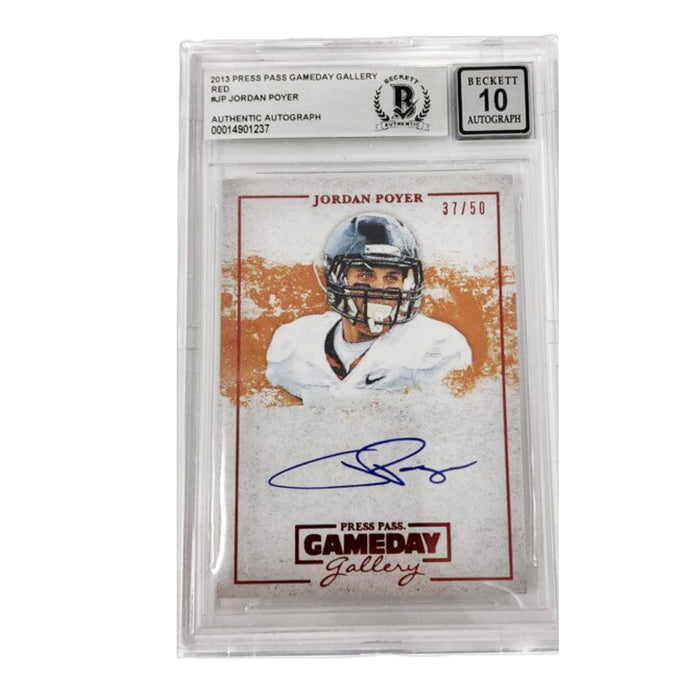 Jordan Poyer Signed 2013 Press Pass Gameday Gallery Red Player Slabbed Card - 10 Mint Signed Cards TSE Buffalo 