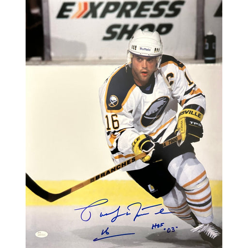 Pat LaFontaine Skating in White Signed 16x20 Photo with HOF 03 Signed Hockey Photo TSE Buffalo 