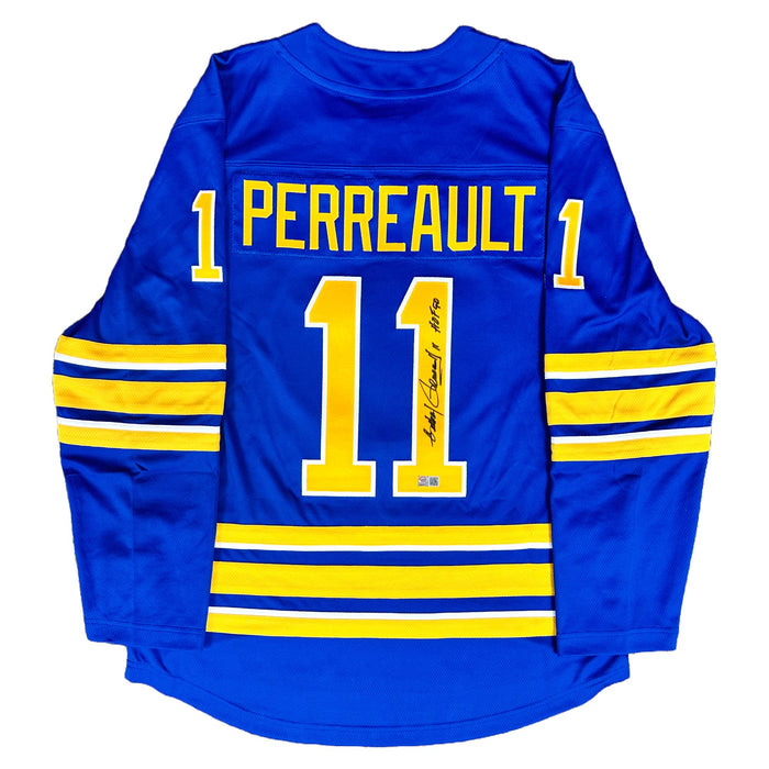 Gilbert Perreault Signed Buffalo Sabres Blue Fanatics Licensed Player Jersey Signed Hockey Jersey TSE Buffalo 