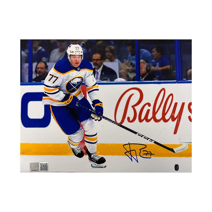 JJ Peterka Signed Skating with Puck in White 8x10 Photo Signed Hockey Photo TSE Buffalo 