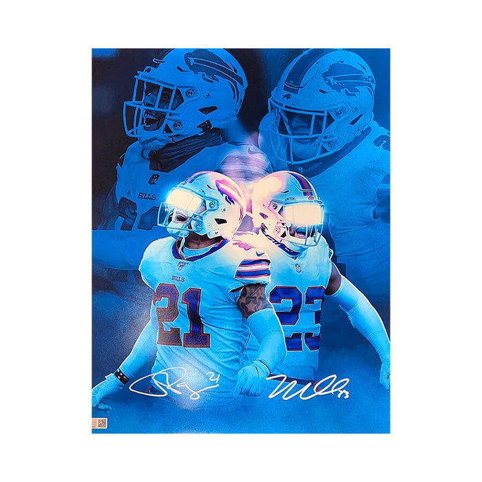 Jordan Poyer & Micah Hyde Dual Signed Blue Spotlight 16x20 Photo Signed Photos TSE Buffalo 