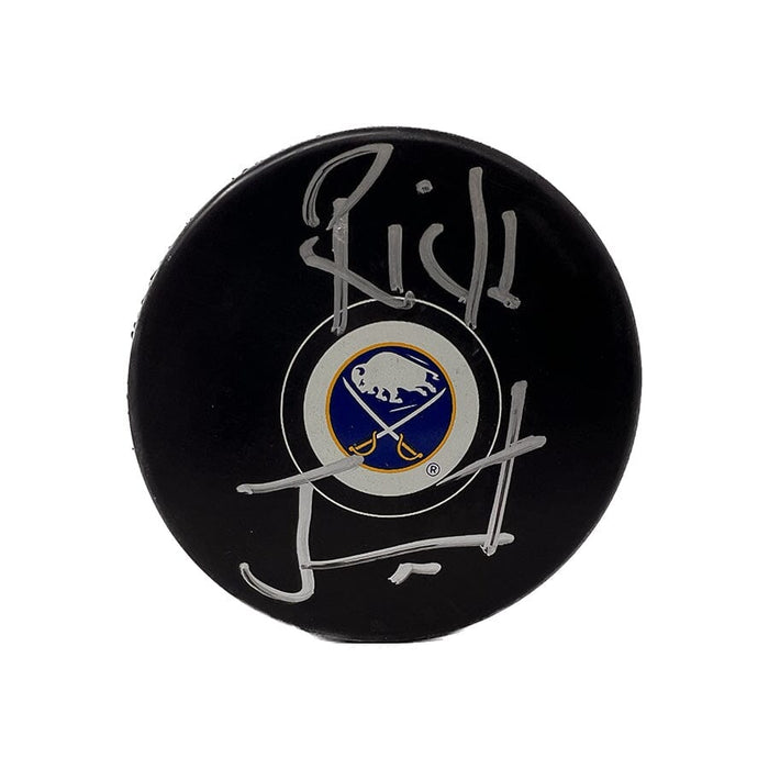 Rick Jeanneret Signed Sabres Logo Puck Signed Hockey Pucks TSE Buffalo 