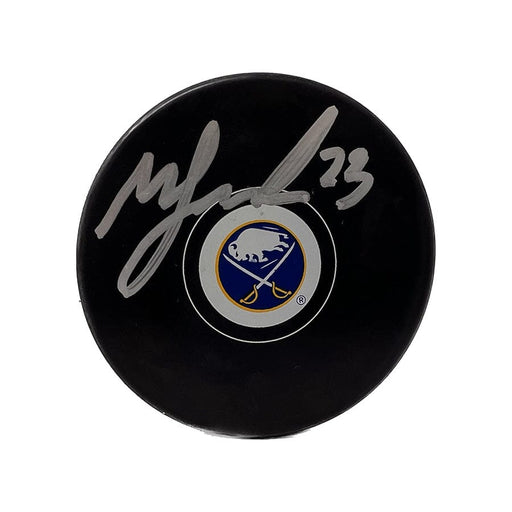 Mattias Samuelsson Signed Buffalo Sabres Logo Puck Signed Hockey Puck TSE Buffalo 