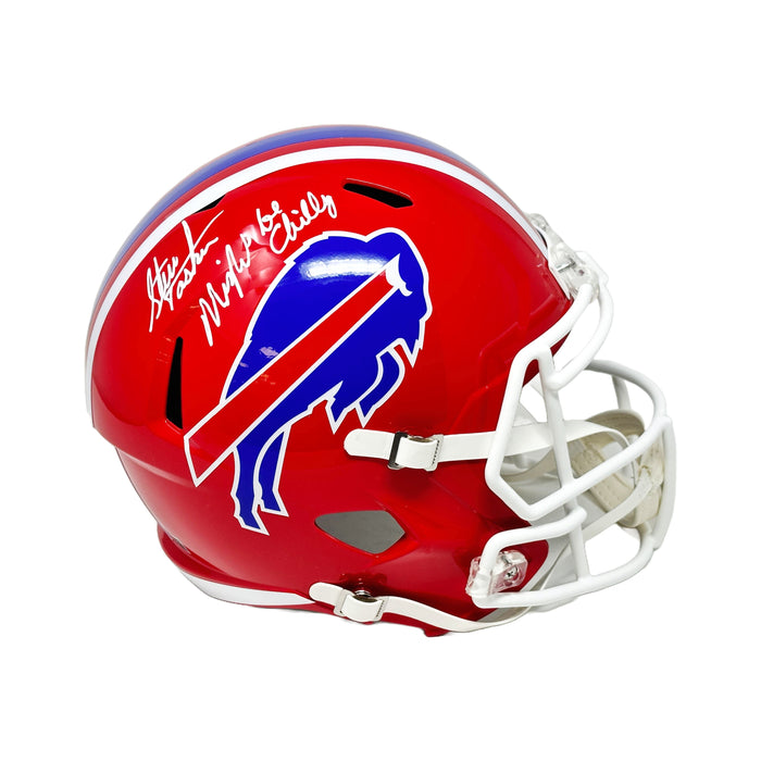 Steve Tasker Signed Buffalo Bills Full Size Red TB Speed Replica Helmet with Might Be Chilly Signed Full Size Helmets TSE Buffalo 