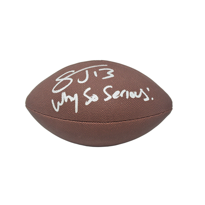 Stevie Johnson Signed Wilson Replica Football with Why So Serious! Signed Football TSE Buffalo 