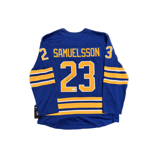 Mattias Samuelsson Signed Sabres Authentic Fanatics Blue Jersey TSE Buffalo 