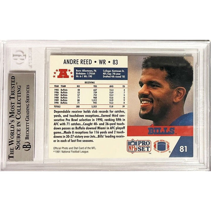 Andre Reed Buffalo Bills Signed 1991 Pro Set Player Card TSE Buffalo 