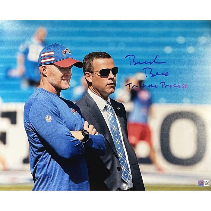 Brandon Beane Signed Talking with McDermott 16x20 Photo with Trust the Process Signed Photos TSE Buffalo 