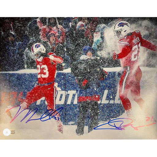 Dual Jordan Poyer and Micah Hyde Signed Snow Dancing Helmets 11X14 Photo Signed Photos TSE Buffalo 