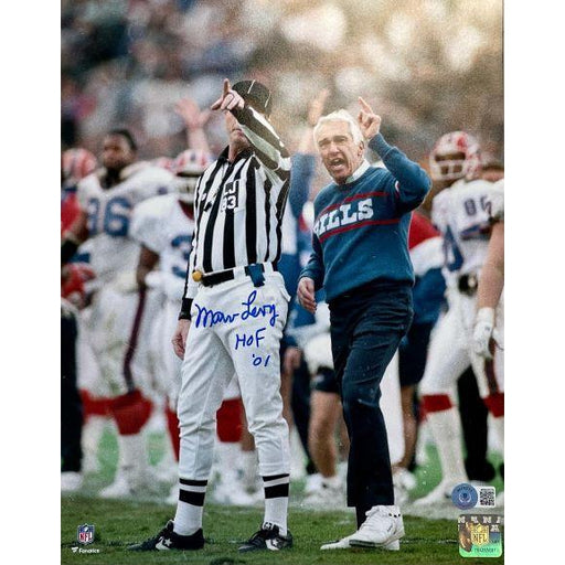 Marv Levy Signed Pointing with Ref 11x14 Photo with HOF '01 Signed Photos TSE Buffalo 