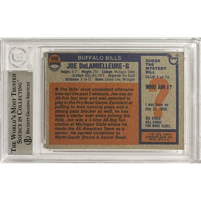 Joe DeLamielleure Buffalo Bills Signed 1976 Topps Player Card TSE Buffalo 