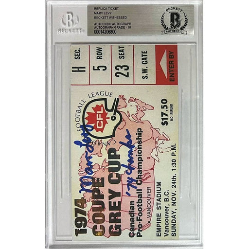 Marv Levy Buffalo Bills Signed Replica Game Ticket with '74 Champs - Autograph Grade 10 TSE Buffalo 