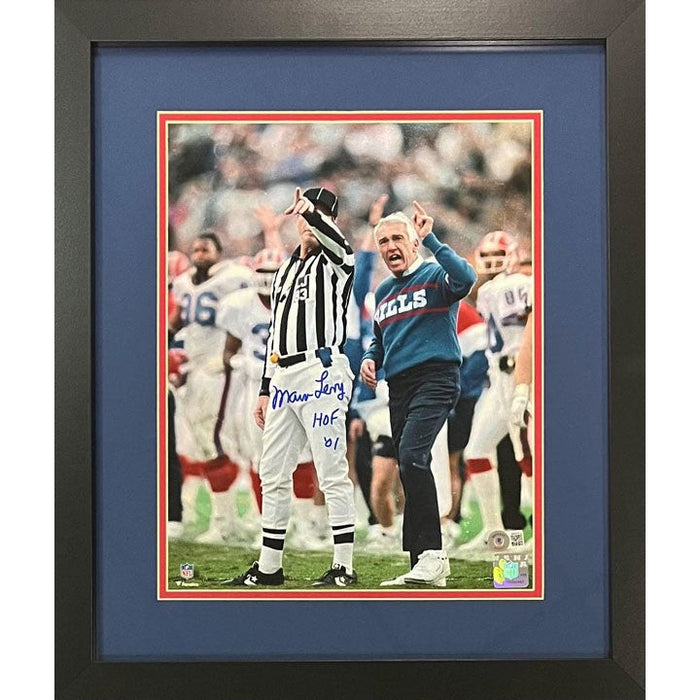 Marv Levy with Referee Signed 11x14 Photo with HOF Inscription - Professionally Framed Signed Photos TSE Framed 