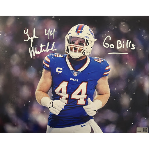 Tyler Matakevich Signed Closeup 11x14 Photo with Go Bills Signed Photos TSE Buffalo 