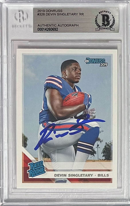 Devin Singletary Buffalo Bills Signed 2019 Donruss Rookie Card TSE Buffalo 