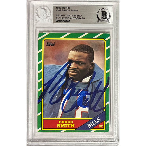 Bruce Smith Buffalo Bills Signed 1986 Topps Player Card TSE Buffalo 